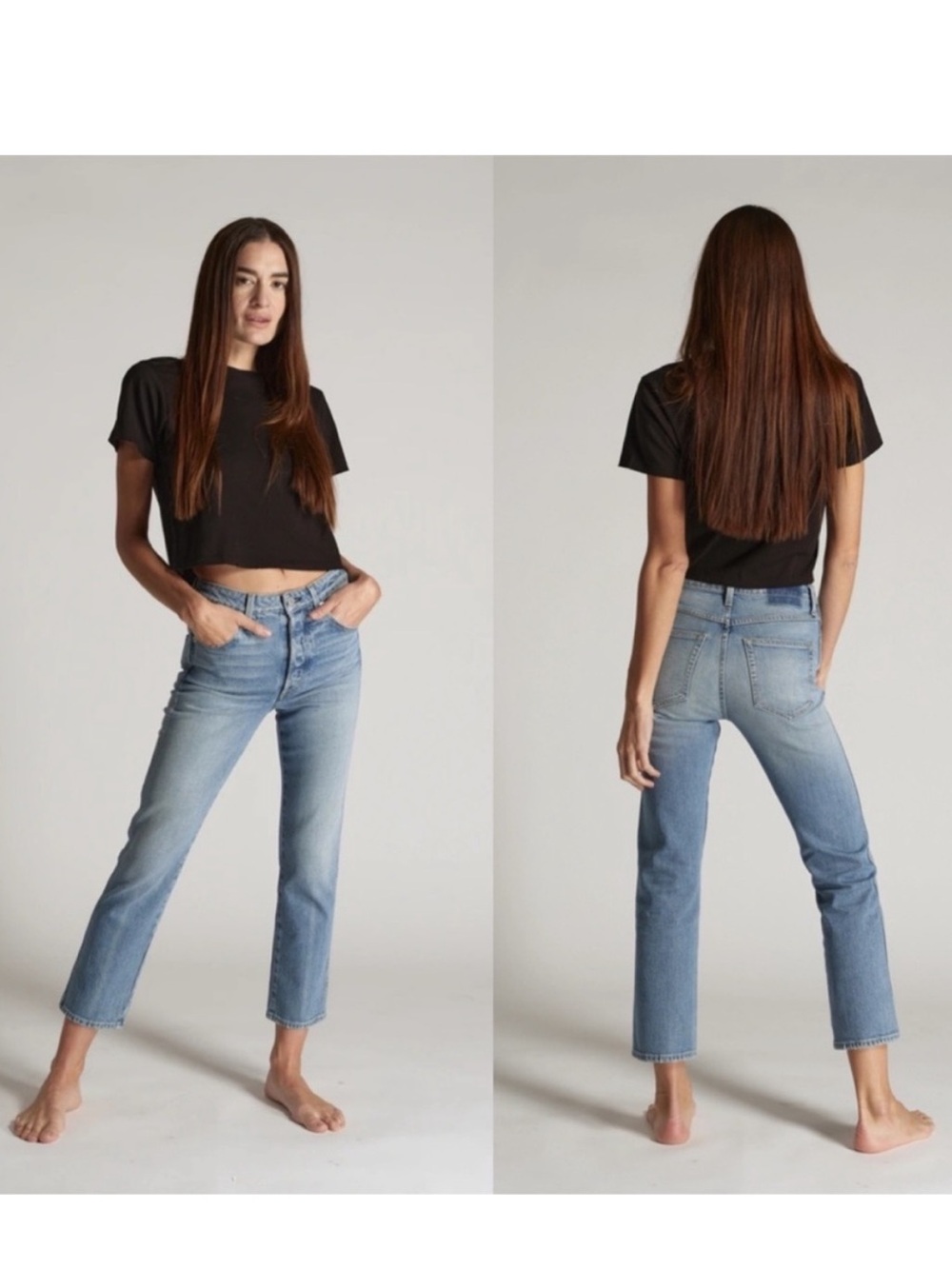 AMO Chloe Cropped Jeans in Forever Young Wash size 24 Straight Leg Ankle